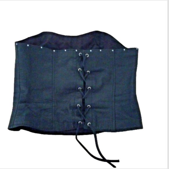 Women's Black Bustier Corset Top Sz S Strapless Lace Up Back Crystal Detail - Picture 5 of 10